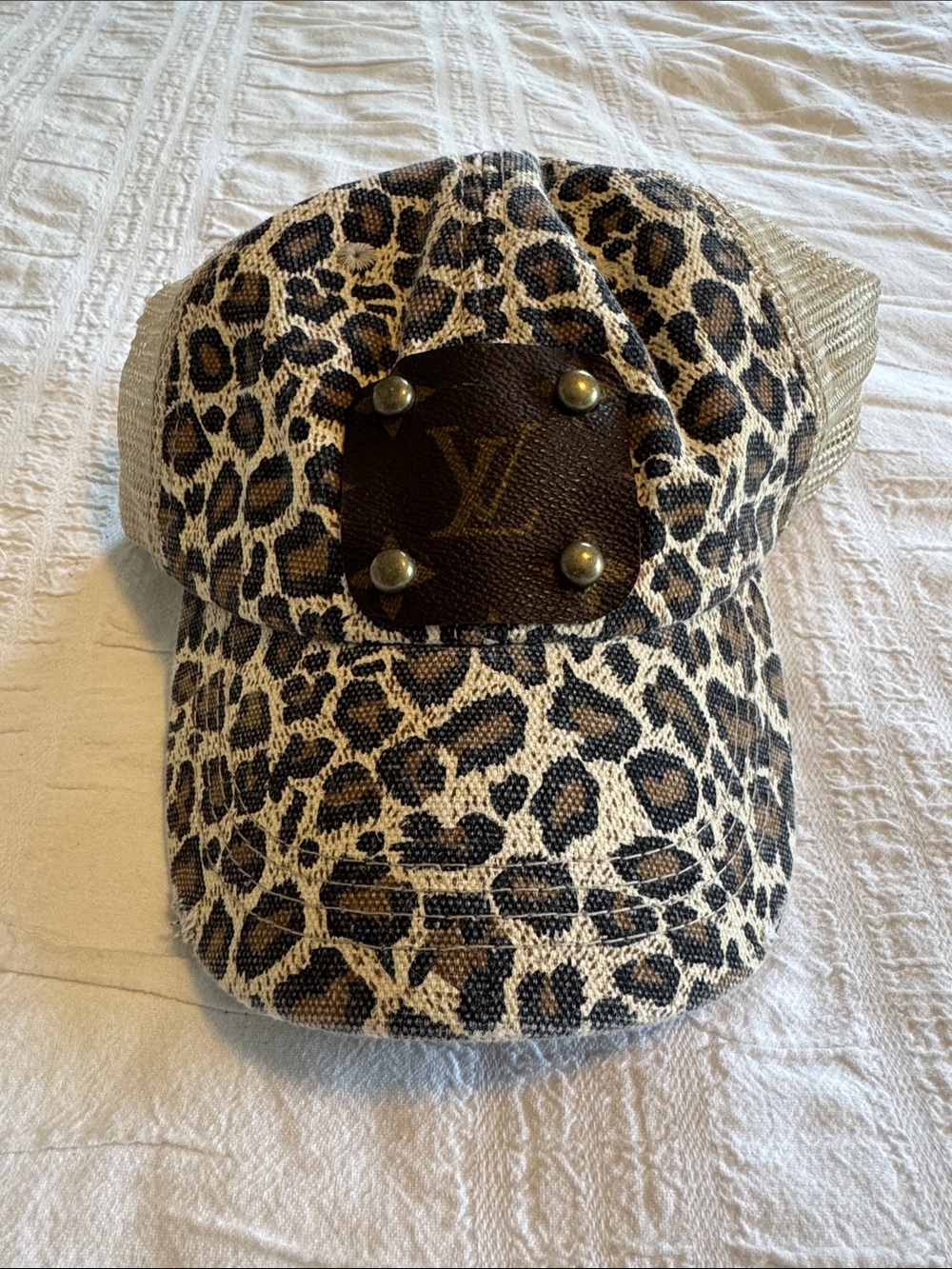 Louis Vuitton Leopard-Pattern Mesh Trucker Cap - Brown/Black